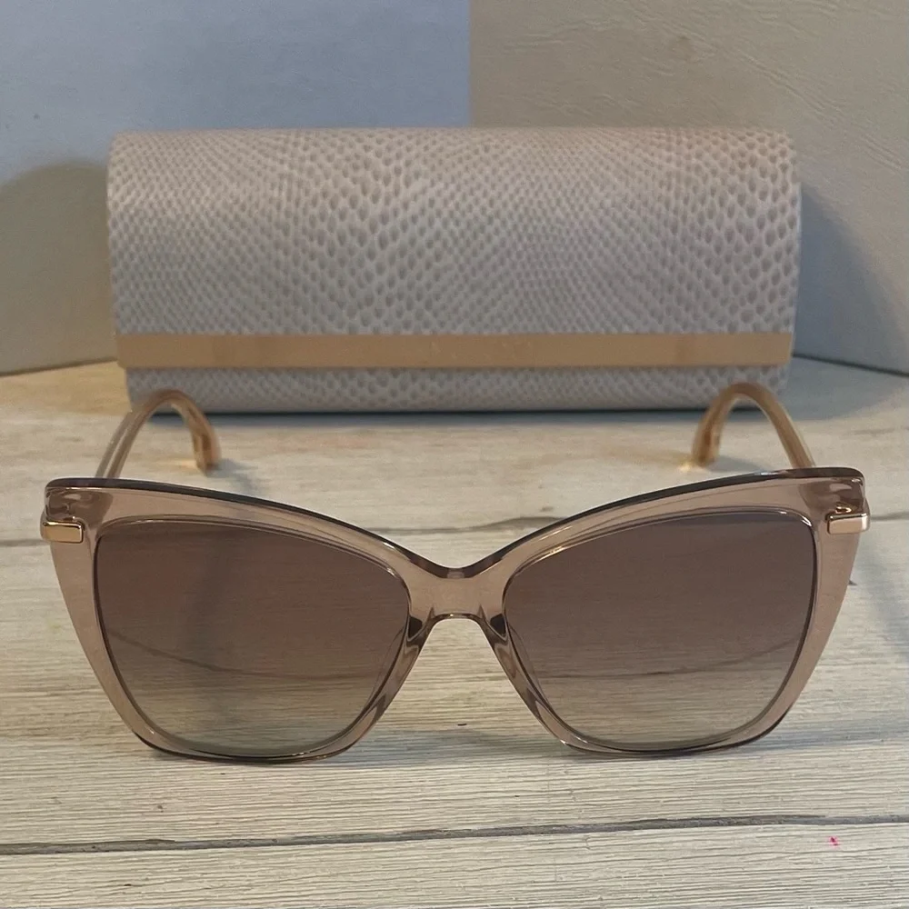 New Jimmy Choo Tan Glitter Sunglasses Full inclusion - Picture 1 of 5